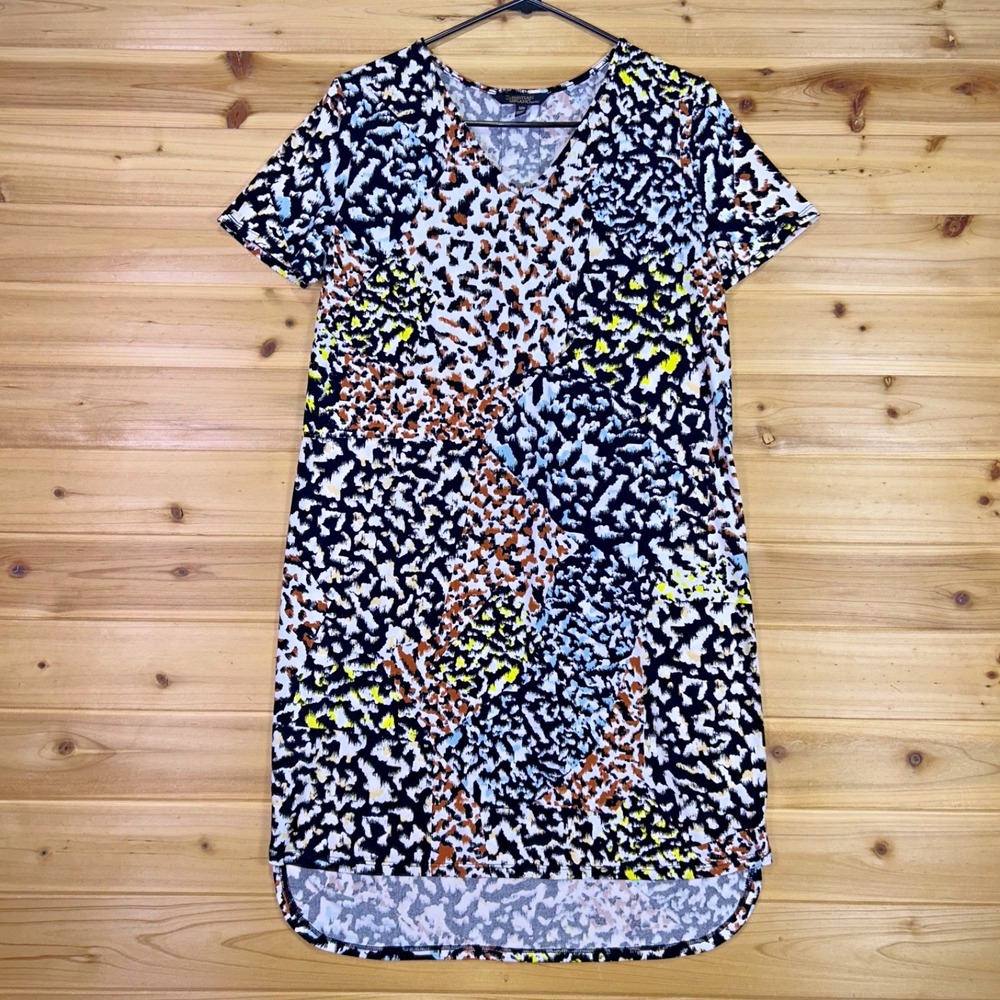 Christian Siriano Dress Womens Small Multicolor Leopard Print T-Shirt Dress